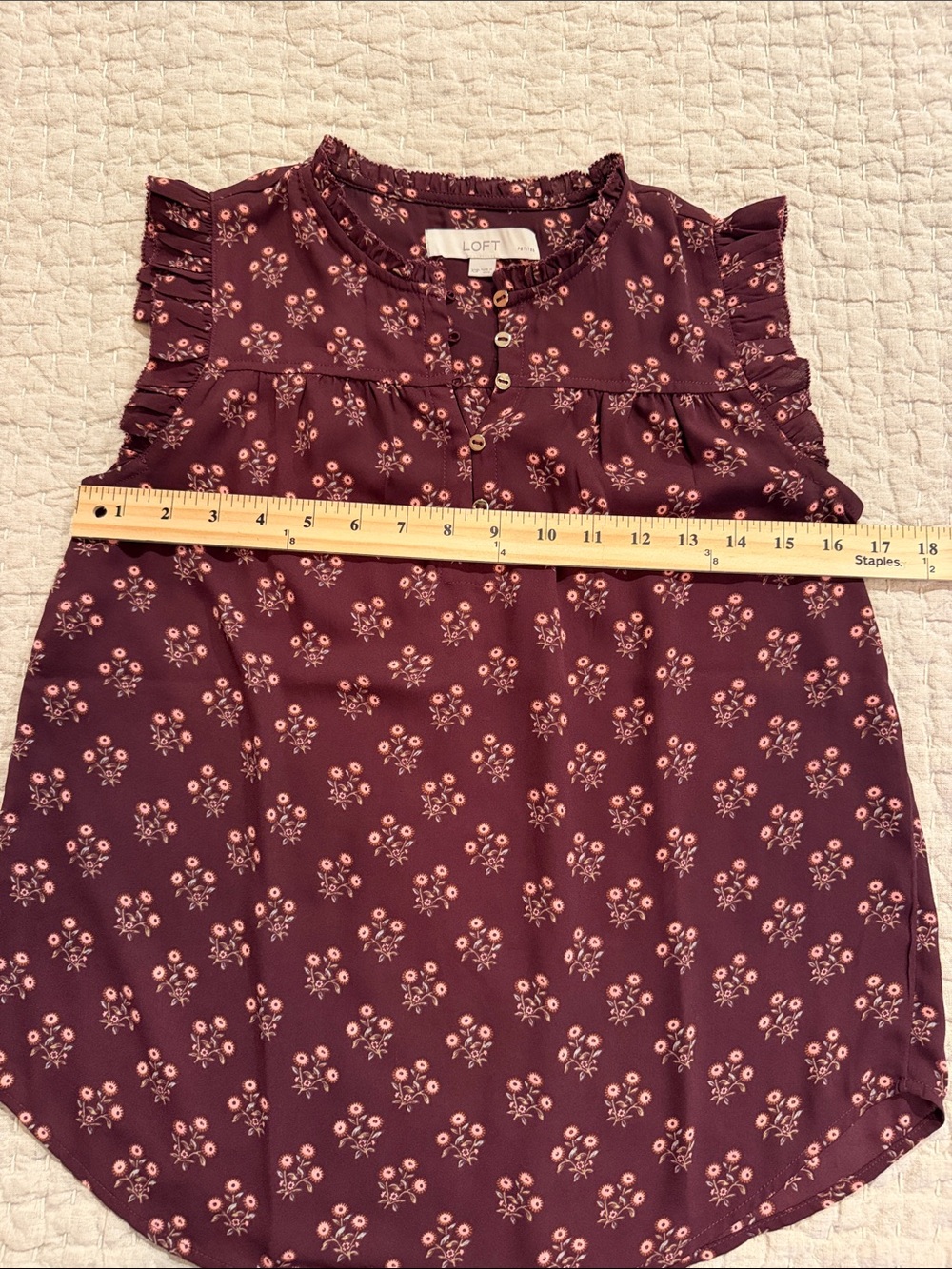 LOFT Floral Ruffle Sleeve Top - Picture 5 of 6